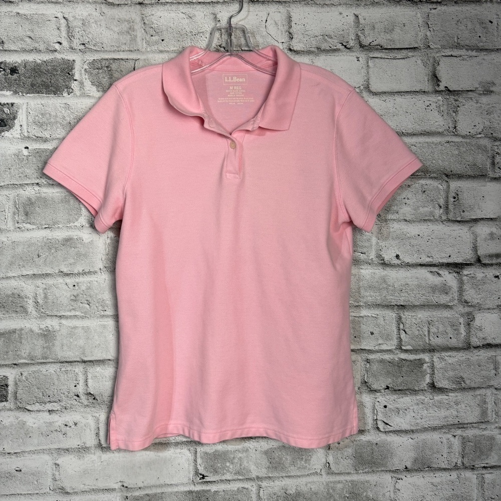 L.L. Bean Light Pastel Light Pink Short Sleeve Polo Preppy Classic Shirt
